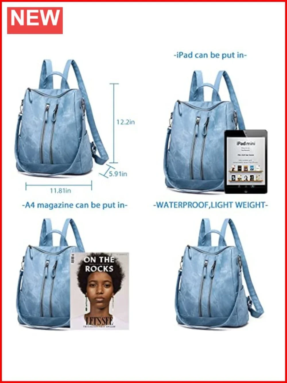 Convertible Faux Leather Backpack Purse Anti-Theft Laptop Daypack